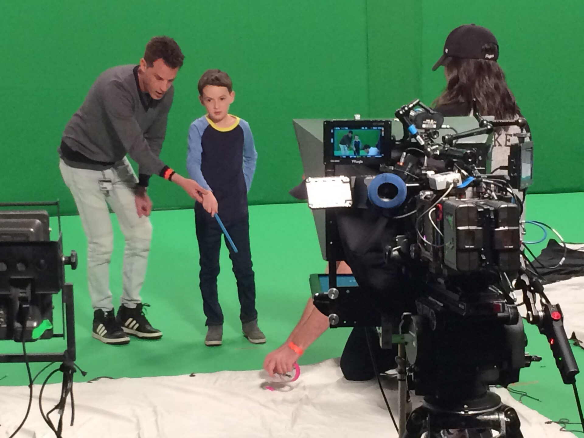 On set — green screen day